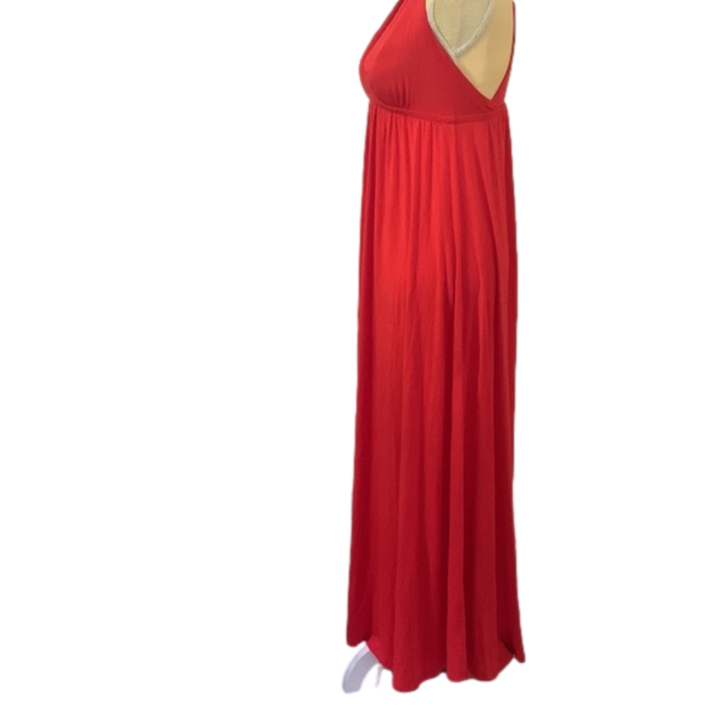 Lush Red Sleeveless V-Neck Long Maxi Casual Dressy Dress Size M - Picture 6 of 15